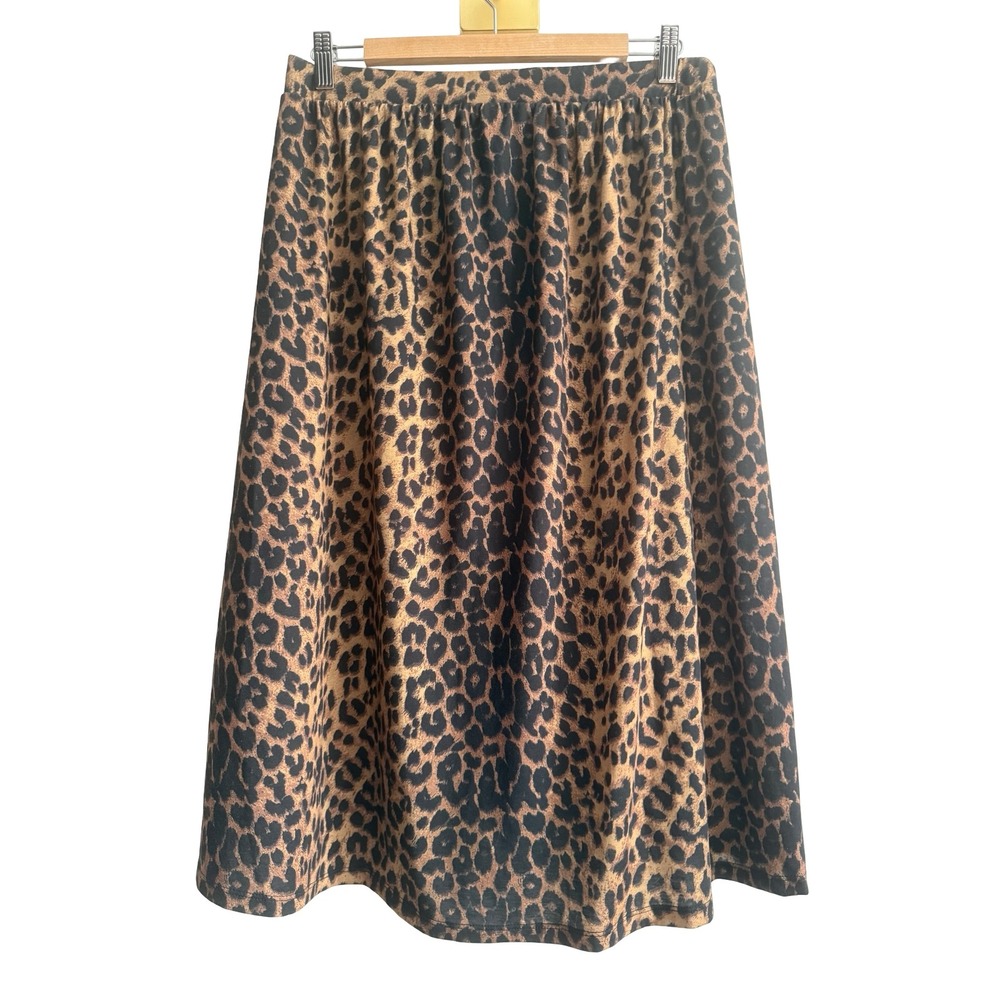 ASOS Leopard Print Midi Skirt Brown Black Animal Print Comfy Soft Jersey SZ US 8